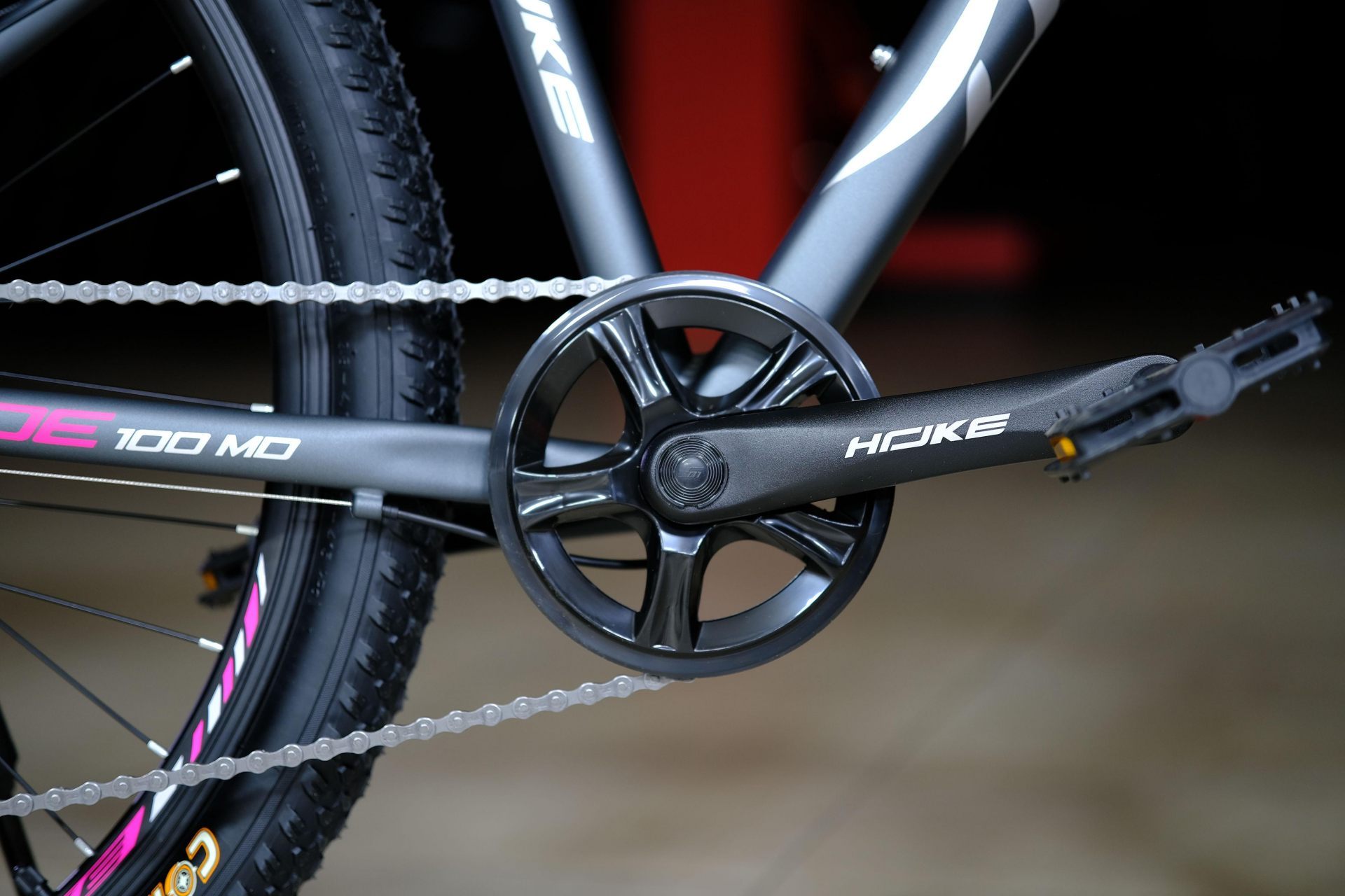 Система (шатун) алюминий 36T под квадрат HOKE Jade 100 MD матовый серый-розовый 15