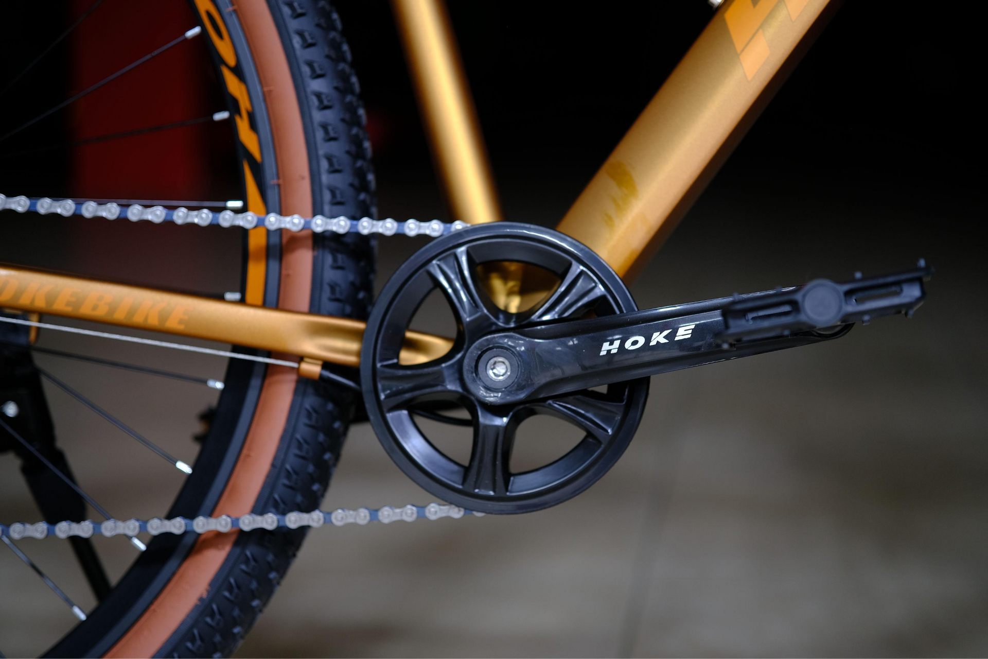 Система (шатун) сталь 36T под квадрат HOKE ONE WAY 29 матовый коричневый-золотой 17